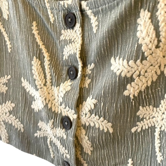 Madewell Crop Top Tank Green Palm Tree Square Neck Jacquard - Picture 4 of 7